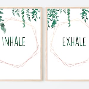 Inhale Exhale Print, 2er Set Drucke, Therapie Büro Dekor, Eukalyptus Wandkunst, Ratgeber Büro Dekor