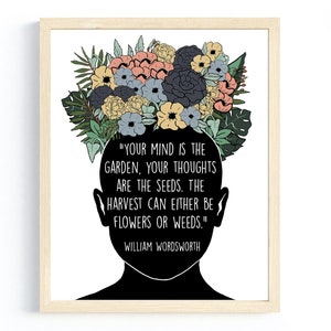 Arte de parede de mentalidade de crescimento, citação de mentalidade de crescimento, pôster de mentalidade de crescimento, pôster de William Wordsworth