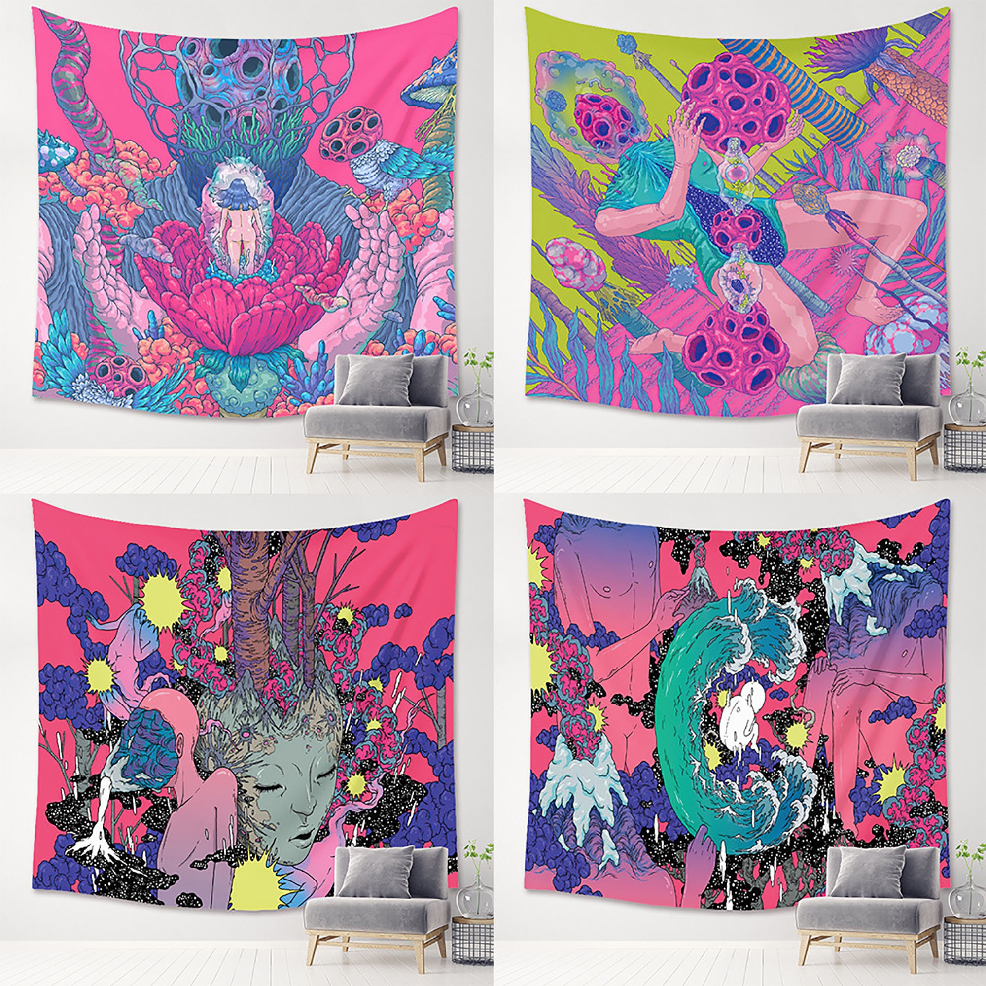 Trippy Tapestry Psychedelic Wall Hanging Art Home Etsy