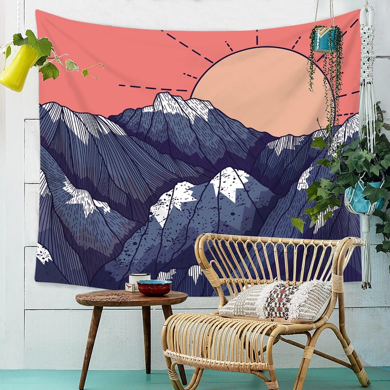 Landscape Tapestry Sunrise Hanging Wall Art Home Etsy
