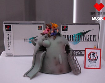 FFVII Chibi(ちび) DIORAMA - 02 クラウド+エアリス、ミッドガル、セクター6スラム街「思いがけない素敵な散歩」（中サイズ）