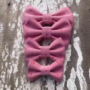 Heart Pattern Dog Bow Tie - Repurposed Fabric Collar Accessory