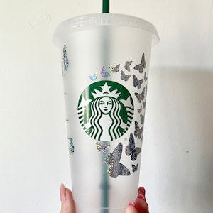 holographic butterfly personalised Starbucks cold cup