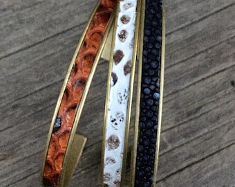 1/4" genuine python and stingray on raw brass