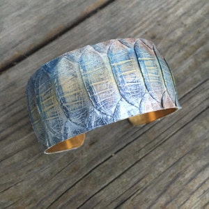 1&quot; Genuine Python Cuff Bracelet - hand painted snake skin