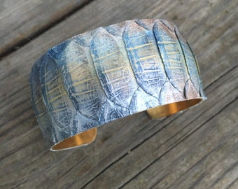 1" Bracelet de manchette Python authentique - peau de serpent peint à la main