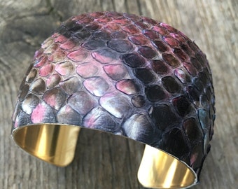 1.5" Genuine Python Cuff Bracelet - Hand Painted