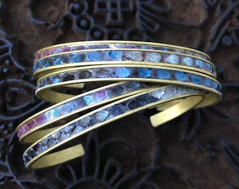 3/16" genuine hand painted python on raw brass