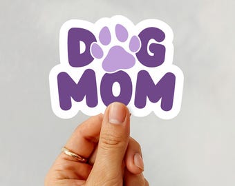 Dog Mom Sticker, Purple Dog Sticker, Dog Vinyl Sticker, Dog Parents, Dog Paw Print, Water Bottle Stickers, Laptop Sticker