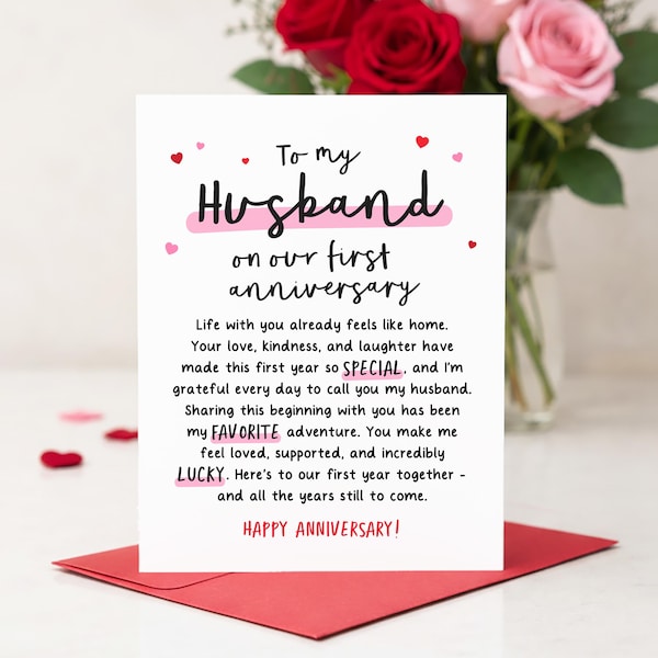 1st Anniversary Card - Etsy