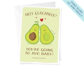 Tarjeta para recién nacido / Tarjeta para baby shower / Tarjeta de embarazo / Para futuros padres / Tarjeta para padres primerizos / Tarjeta divertida para bebé / Tarjeta graciosa para bebé / Aguacate