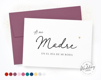 A Mi Madre En El Dia De Mi Boda | To My Mother On My Wedding Day Spanish | Mom On My Wedding Card | Parents Wedding Card | Calligraphy Card