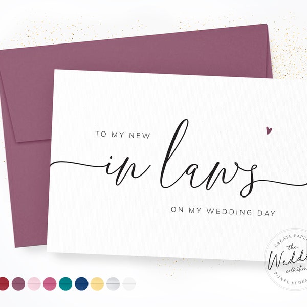 To My New In-Laws On My Wedding Day | Mother In Law Wedding Day Card | Father In law Card | In Law Cards | Calligraphy Card, #KW003
