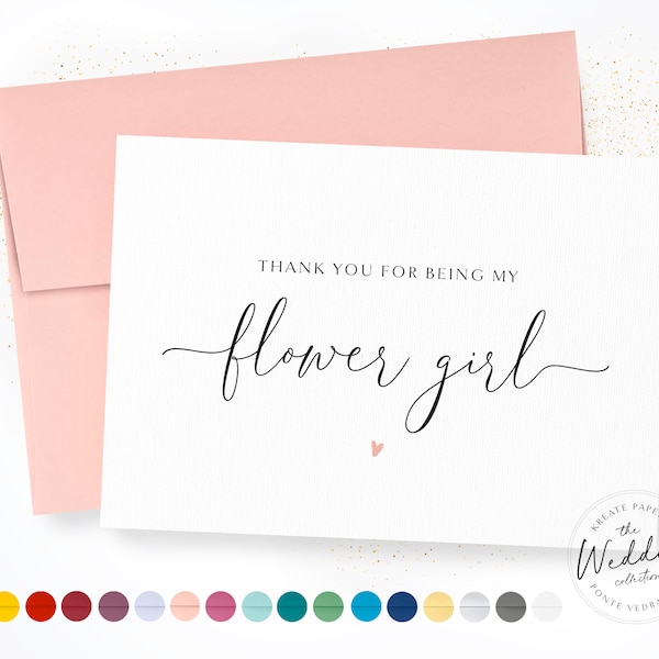 Thank You For Being My Flower Girl | Flower Girl Card | Bridal Party Wedding Day Card | Flower Girl Appreciation Card | Calligraphy Card