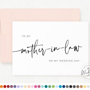 To My Mother-In-Law On My Wedding Day, In-Law Card, Wedding Party Card, Bridal Party Wedding Day Card, Mother In Law Wedding Card, #HAYLIE