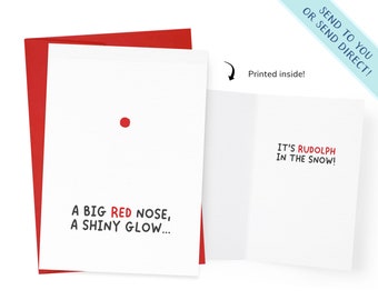 Rudolph in the Snow Christmas Card | Funny Christmas Card | Joke Christmas Card | Holiday Card | Red Christmas Card | Reindeer Card