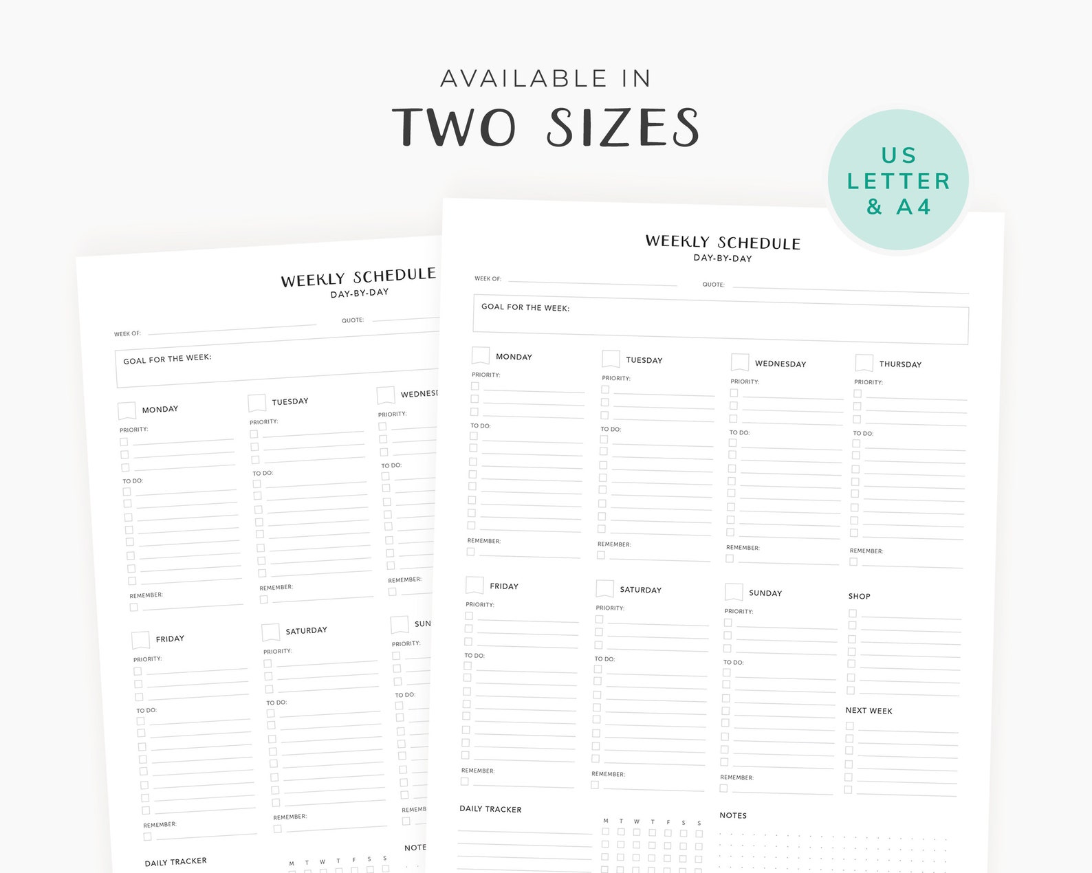 Digital Weekly Planner, Instant Download, Daily to Do List, Weekly ...