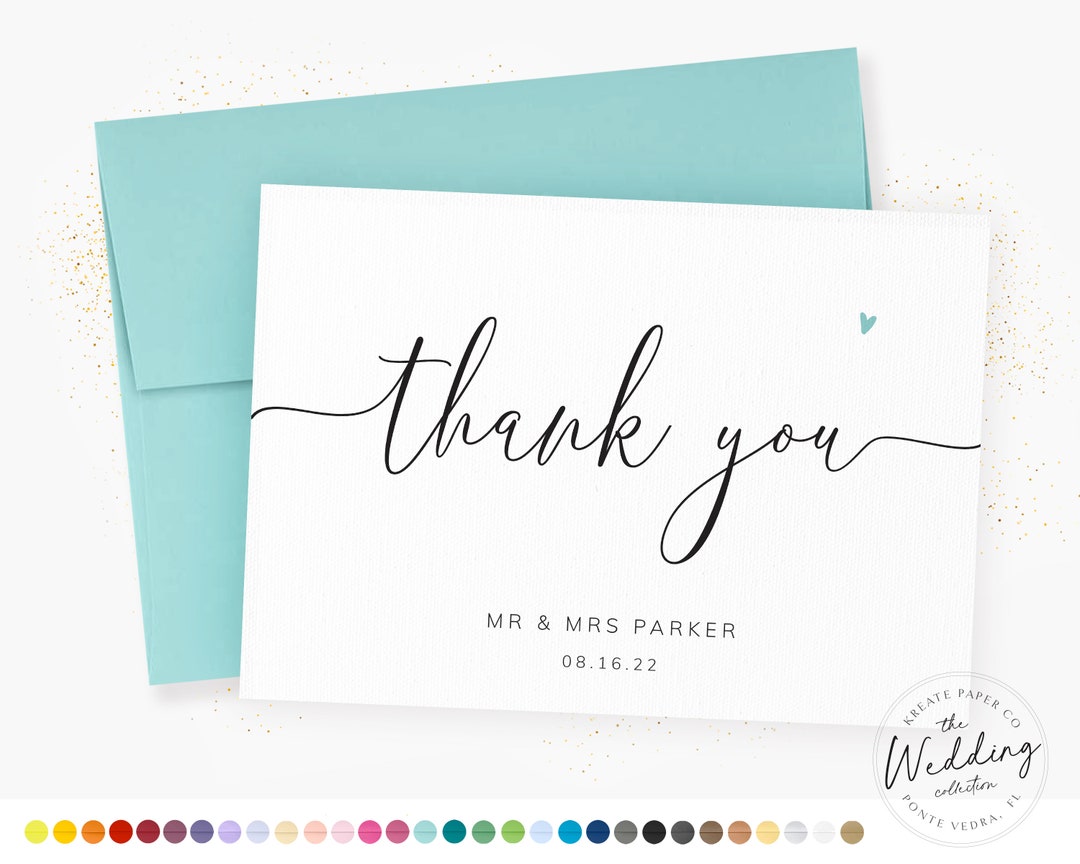 Set of 10 Thank You Cards | Wedding Thank You Card Set | Personalized ...