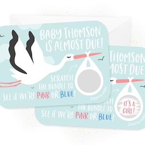 Baby Gender Reveal Cards, Scratch-Off, Baby Scratch Card, Baby Shower, Gender Reveal Party, It&#39;s a Boy, Girl, Fun, Scratcher, Personalized