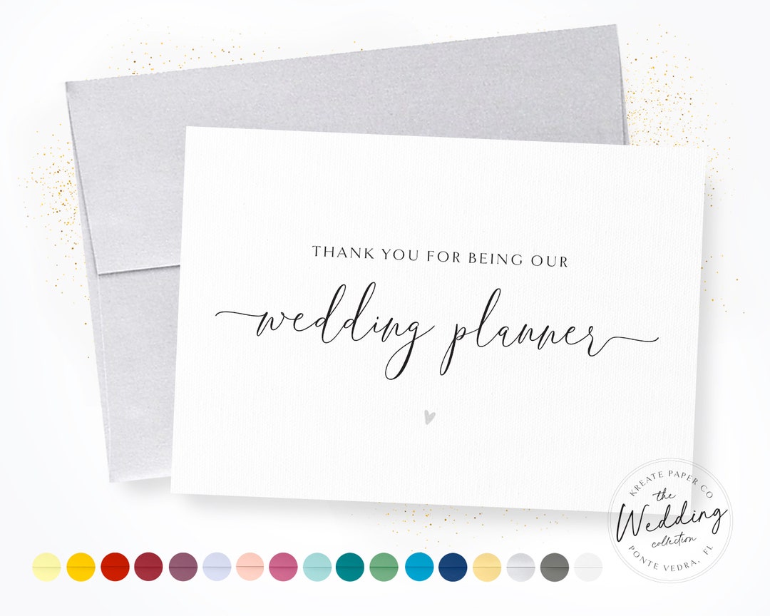 Thank You for Being Our Wedding Planner Wedding Planner Card Wedding