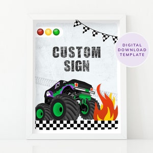 Monster Truck Birthday Party Sign: Custom Monster Jam Decor (Digital Download)