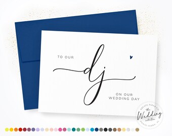 To Our DJ On Our Wedding Day | DJ Wedding Card | Tip Card | Wedding Vendor Card | Note to Wedding Party | Thank You DJ Card