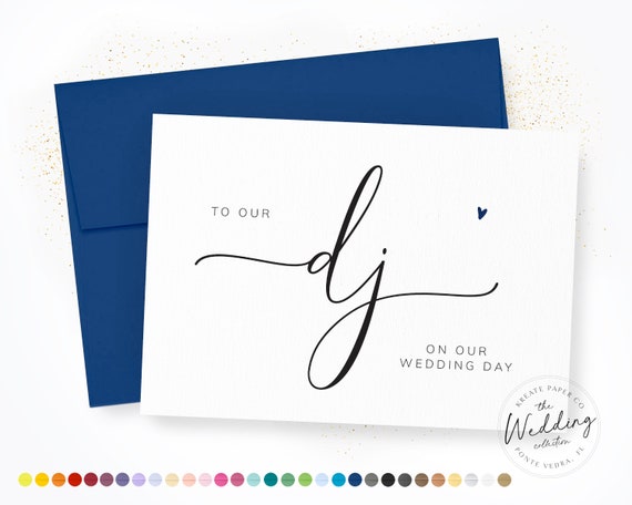 To Our DJ On Our Wedding Day | DJ Wedding Card | Tip Card | Wedding Vendor Card | Note to Wedding Party | Thank You DJ Card