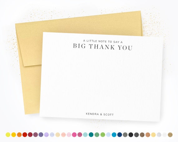 Personalized Thank You Note Cards & Envelopes Signature Flat - Etsy