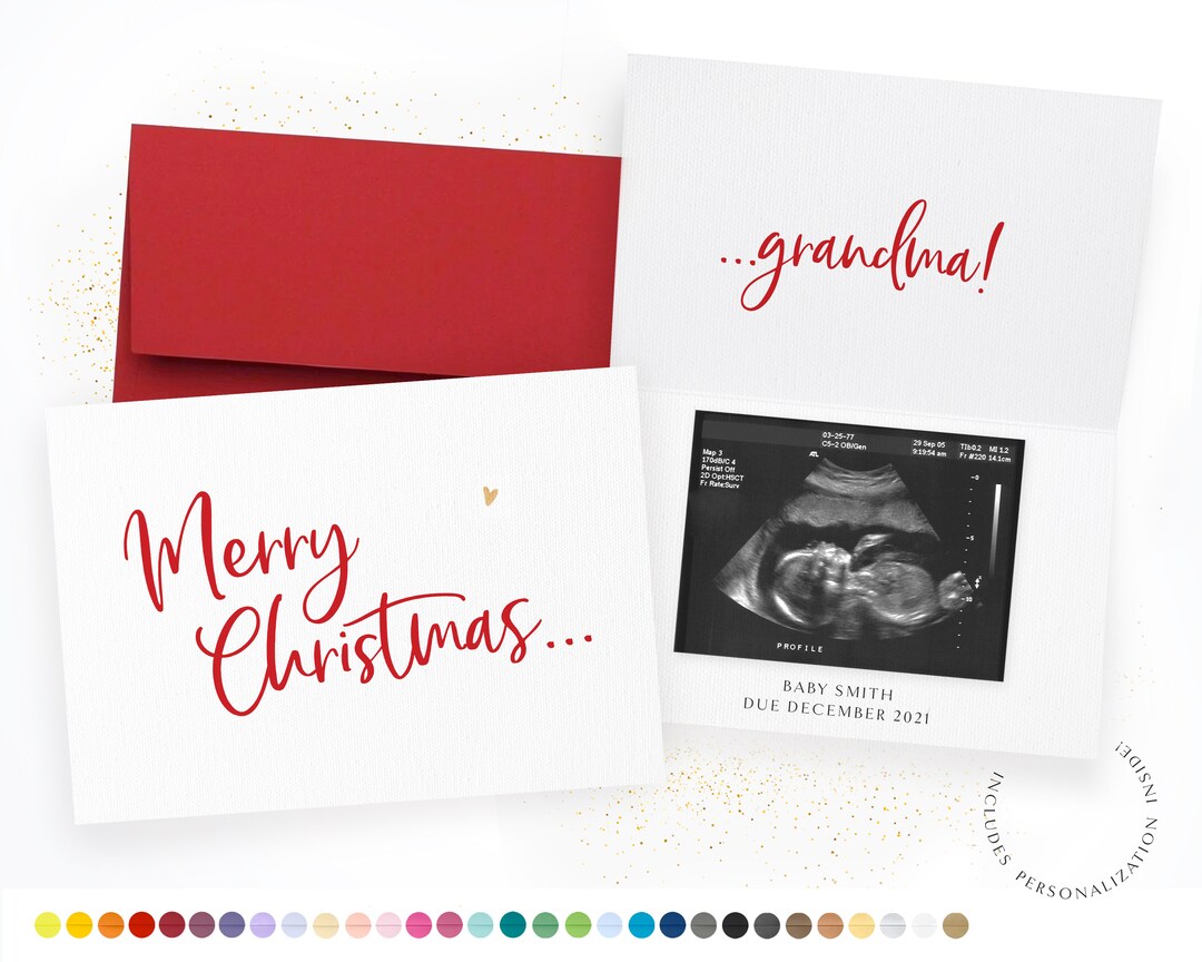 Christmas Pregnancy Announcement Card, Holiday Baby Announce Card