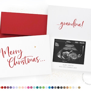 Christmas Pregnancy Announcement Card, Holiday Baby Announce Card, Pregnancy Reveal Card, Ultrasound Photo Card, Family Baby Announcement