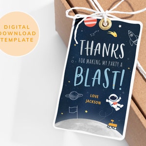 Space Thank You Tags Party Bags Blast