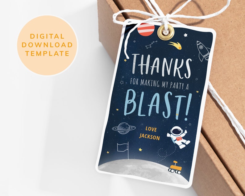 Space Thank You Tags Party Bags Blast