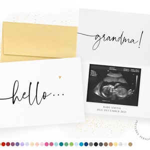 Pregnancy Announcement Card, Pregnancy Reveal Card, Personalized Card, Ultrasound Photo Card, We&#39;re Expecting, Family Baby Announcement