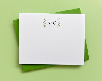 Monogrammed Couples Stationery, Personalized Wedding Stationery, Anniversary Notecards, New Couple Engagement Anniversary Gift, Set of 10