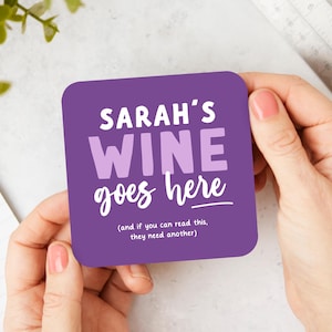 Personalized Name and Drink Coasters, Wine Goes Here, Diet Coke, Vodka, Celsius, Mojito, Soda Coaster, Funny Gifts, Coworker, Friend Gift