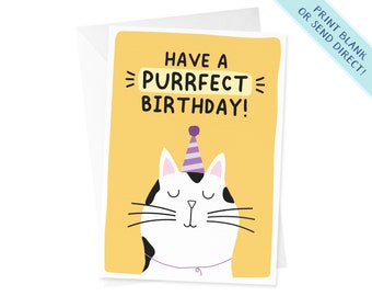 Cat Birthday Card | Have a Purrfect Birthday | Funny Cat Card | Birthday Card | Cat Lover Card | Crazy Cat Lady Birthday Card