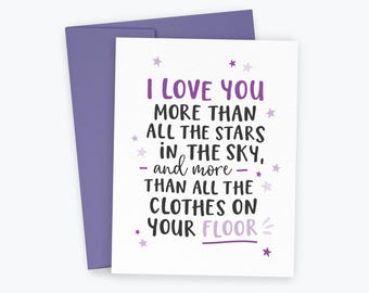 Funny Card to Daughter, Anniversary Card, Clothes on Floor, Graduate, Leaving for College, Good Luck, Teenager, Funny Birthday Card