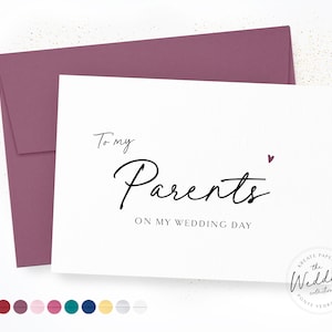 To My Parents On My Wedding Day | Wedding Party Card | Parents Wedding Day Card | Mom & Dad Wedding Card | Calligraphy Card for Parents