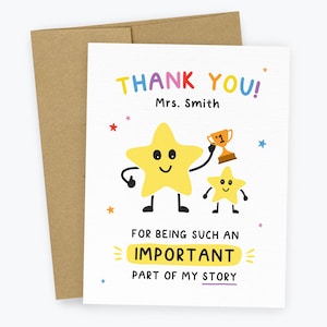 Thank You For Being Part Of My Story Card - Teacher Thank You, Personalized, Best Friend, Mentor, Friend, Nurse, End Of School, Preschool