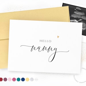 Hello Nanny | Pregnancy Announcement Card | Card for Mom | Personalized Card | Ultrasound Photo Card | We&#39;re Expecting Card | Pregnancy Scan