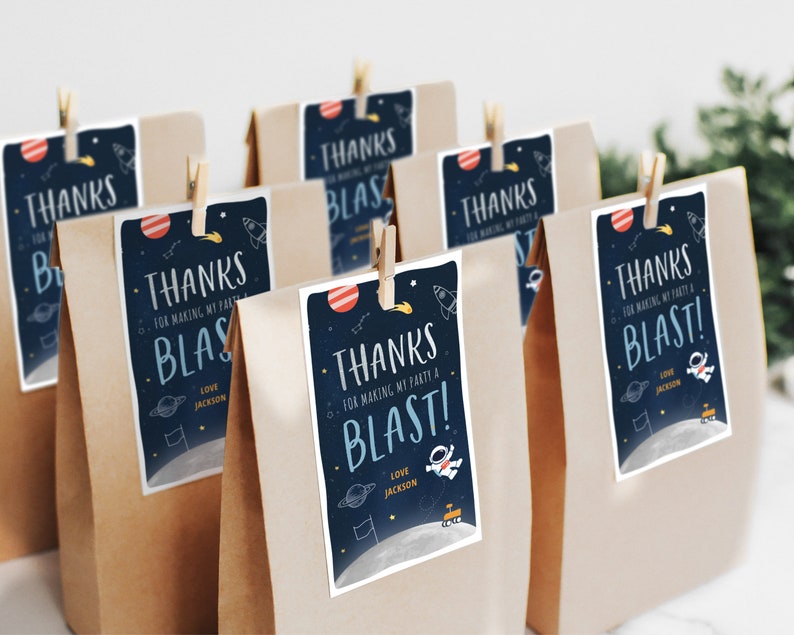 Space Party Favor Tags Thank You