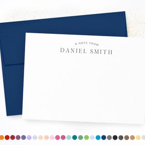 Personalized Note Cards & Envelopes, Signature Flat Notecards, Custom Stationery, Personalized Stationery Name, Notes for Men, Set of 10