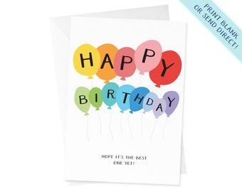 Cute Birthday Card | Birthday Balloons | Happy Birthday Card | Illustrated Card | Customizable Birthday Card | Personalized Birthday Card