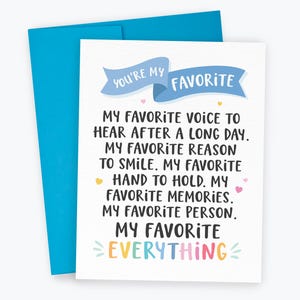 You&#39;re My Favorite Card, For Him, For Her, Boyfriend, Girlfriend, Husband, Wife, Valentines Day Card, I Love You Card, Love Cards, Birthday