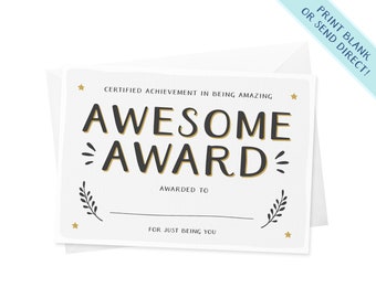 Awesome Award Card | Graduation Card | Anniversary Card | Birthday Card | Cute Valentines Card | Awesome Birthday | Awesome Mom or Dad Card