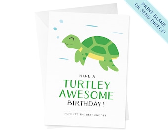 Cute Birthday Card | Turtley Awesome Birthday Card | Turtle Card | Kids Birthday Card | Birthday Cards for Boys | Birthday Cards for Girls