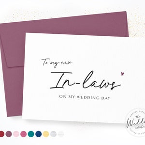 Mother/Father In-Law Wedding Day Card: Calligraphy In-Laws Card