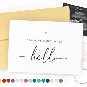 Someone Wants to Say Hello | Pregnancy Announcement Card | Personalized Card | Ultrasound Photo Card | We're Expecting | Baby Announcement