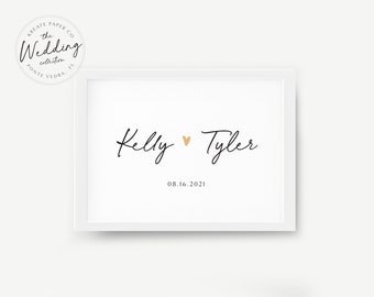 Personalized Wedding Print | Wedding Gift | Anniversary Gift | Engagement | Custom Couple Names & Date Print | Cute Wedding Gifts | UNFRAMED