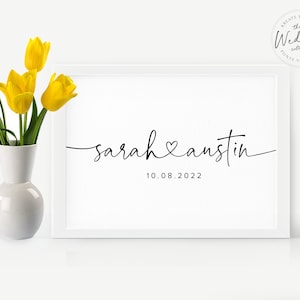 Custom Couple Names and Date Print | Personalized Couples Gifts | Personalized Wedding Gift | Anniversary Gift | Unique Wedding Gift